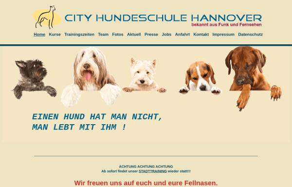 Vorschau von www.city-hundeschule-hannover.de, City Hundeschule - Inh. Günter Wiegmann