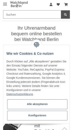 Vorschau der mobilen Webseite watchband-berlin.com, Watchband-Berlin, Dirk Nentwig
