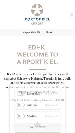 Vorschau der mobilen Webseite www.airport-kiel.de, Flughafen/Airport Kiel