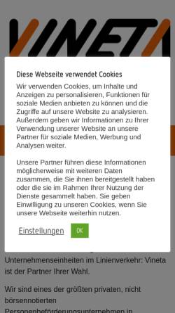 Vorschau der mobilen Webseite www.vineta.net, Vineta Verkehrsgesellschaft mbH