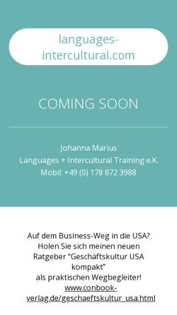 Vorschau der mobilen Webseite www.languages-intercultural.com, Johanna Marius Languages + Intercultural Training