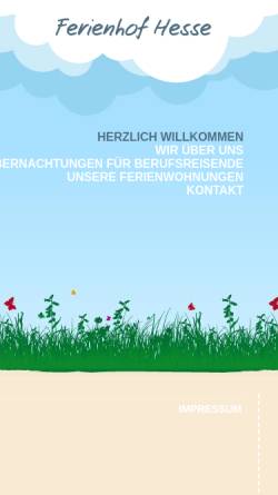 Vorschau der mobilen Webseite www.ferienhof-hesse.de, Ferienhof Hesse