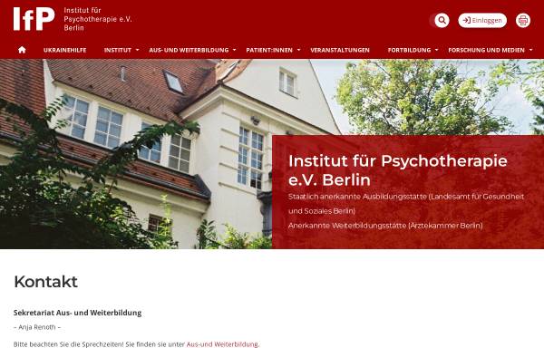 Vorschau von www.ifp-berlin.eu, IfP - Institut für Psychotherapie e.V. Berlin