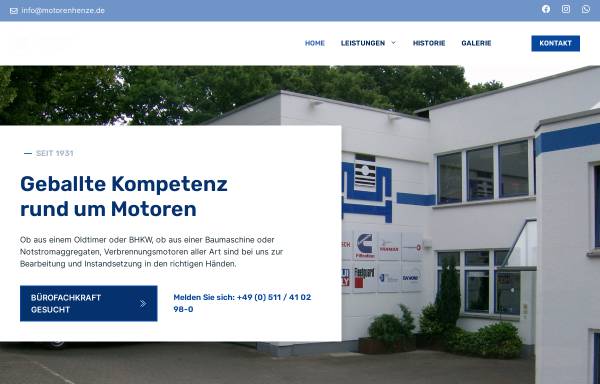Vorschau von www.motorenhenze-hannover.de, Motoren Henze GmbH