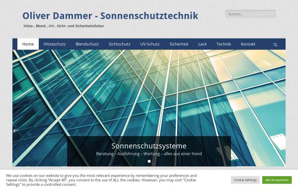 Vorschau von www.sonnenschutz-dammer.de, Dammer Sonnenschutztechnik