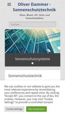 Vorschau der mobilen Webseite www.sonnenschutz-dammer.de, Dammer Sonnenschutztechnik