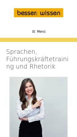 Vorschau der mobilen Webseite www.besserwissen.org, Institut für Sprach- und Kommunikationstraining, Dr. Cornelia Schoof