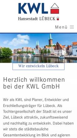 Vorschau der mobilen Webseite www.kwl-luebeck.de, Koordinierungsbüro Wirtschaft Lübeck GmbH