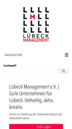 Vorschau der mobilen Webseite www.luebeckmanagement.de, Lübeck-Management e.V.