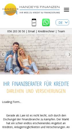 Vorschau der mobilen Webseite www.handeys-finanzen.ch, Handeys Finanzen GmbH