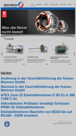 Vorschau der mobilen Webseite www.kaiser-motoren.de, Kaiser Motoren GmbH