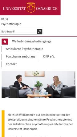 Vorschau der mobilen Webseite www.psychotherapie.uni-osnabrueck.de, Psychotherapeutenausbildung der Universität Osnabrück