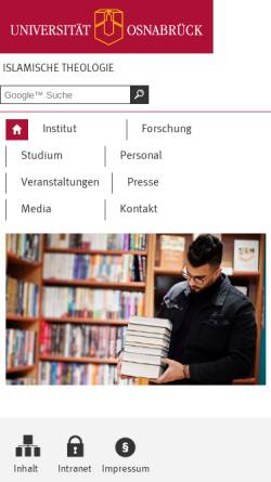 Vorschau der mobilen Webseite www.irp.uos.de, ZIIS - Zentrum für interkulturelle Islamstudien an der Universität Osnabrück