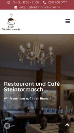 Vorschau der mobilen Webseite www.steintormasch-cafe.de, Cafe in der Steintormasch