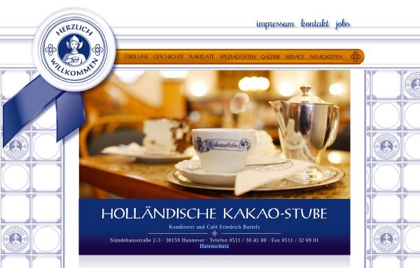 Vorschau von www.hollaendische-kakao-stube.de, Holländische Kakao-Stube Konditorei und Cafe Friedrich Bartels KG