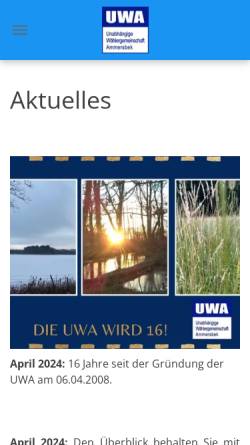 Vorschau der mobilen Webseite www.uwa-ammersbek.de, Unabhängige Wählergemeinschaft Ammersbek