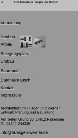 Vorschau der mobilen Webseite www.huesgen-werner.de, Architekturbüro Hüsgen und Werner