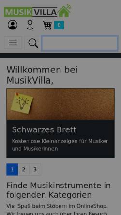 Vorschau der mobilen Webseite www.musik-villa.de, Musik-Villa, Andreas Reitberger