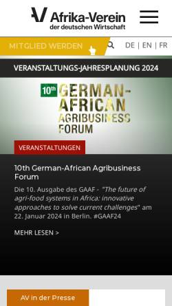 Vorschau der mobilen Webseite www.afrikaverein.de, Afrika-Verein e.V