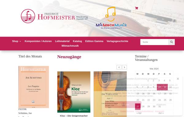 Vorschau von www.hofmeister-musikverlag.com, Friedrich Hofmeister Musikverlag Leipzig