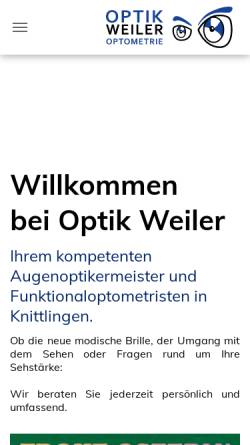 Vorschau der mobilen Webseite www.optik-weiler.de, Optik Weiler Optometrie