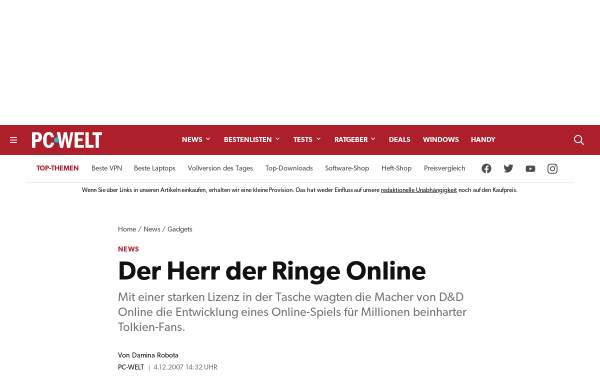 Vorschau von www.pcwelt.de, Making of: Der Herr der Ringe Online - PC-WELT