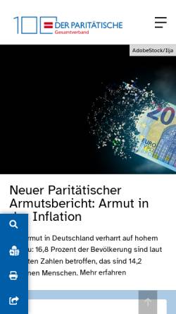 Vorschau der mobilen Webseite www.der-paritaetische.de, Der Paritätische Wohlfahrtsverband