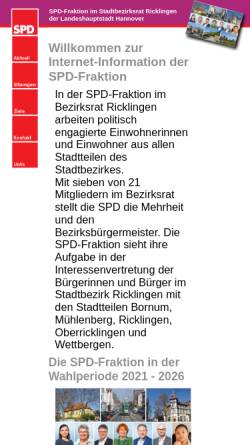 Vorschau der mobilen Webseite spd-bezirksrat-ricklingen.de, SPD-Fraktion im Bezirksrat Ricklingen