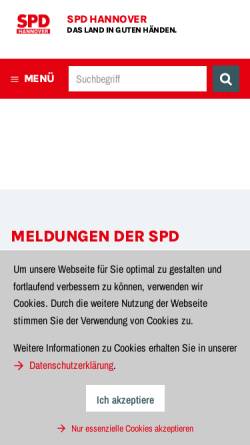 Vorschau der mobilen Webseite www.spd-hannover-stadt.de, SPD-Unterbezirk Hannover-Stadt