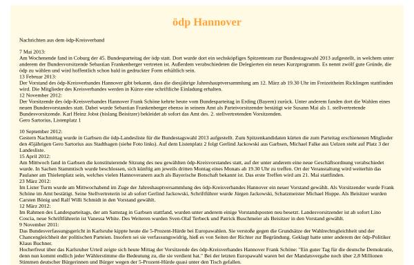 Vorschau von www.oedp-hannover.de, ÖDP Kreisverband Hannover