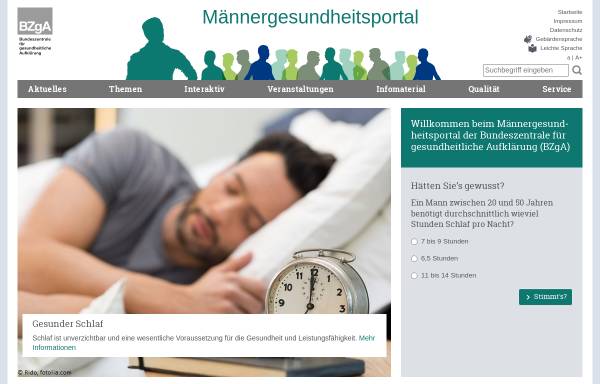 Vorschau von www.maennergesundheitsportal.de, Männergesundheitsportal