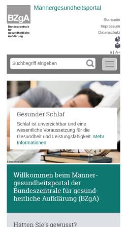 Vorschau der mobilen Webseite www.maennergesundheitsportal.de, Männergesundheitsportal