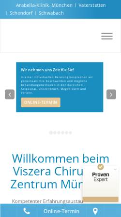 Vorschau der mobilen Webseite www.viszera.de, Viszera Bauchchirurgie München