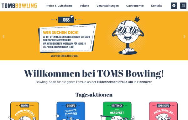 Vorschau von www.toms-bowling.de, Toms Bowling - Inh. Sabine Renkel