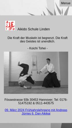 Vorschau der mobilen Webseite www.aikidoschulelinden.de, Aikido Schule