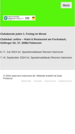 Vorschau der mobilen Webseite www.hmc-hannover.de, Hannoverscher Motorsport Club e.V.
