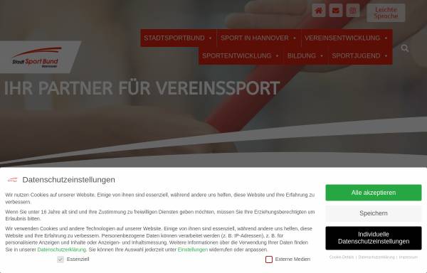 Vorschau von www.ssb-hannover.de, Stadtsportbund Hannover e.V.