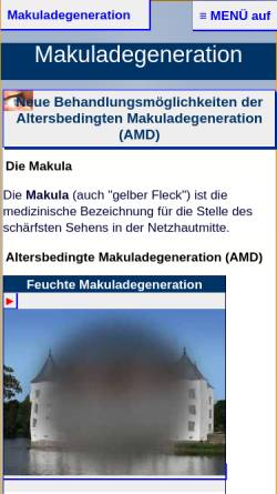 Vorschau der mobilen Webseite www.amd-fruehdiagnose.de, Altersbedingte Makuladegeneration (AMD)