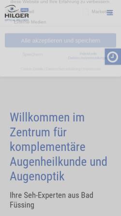 Vorschau der mobilen Webseite www.augen-hilger.de, Hilger Zentrum für alternative Augenheilkunde