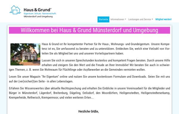 Vorschau von www.haus-und-grund-muensterdorf.de, Haus-, Wohnungs- und Grundeigentümerverein für Münsterdorf und Umgebung e. V.