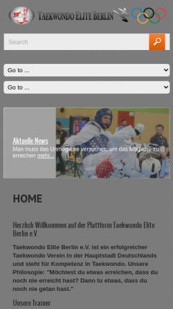 Vorschau der mobilen Webseite tkd-elite-berlin.de, Taekwondo Elite Berlin e. V. (Berlin-Neukölln)