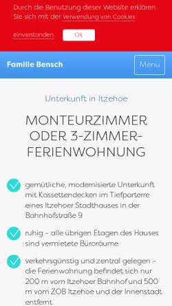 Vorschau der mobilen Webseite www.unterkunft-itzehoe.de, Zimmer in Itzehoe