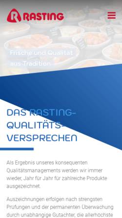 Vorschau der mobilen Webseite www.rasting.de, Fleischhof Rasting GmbH