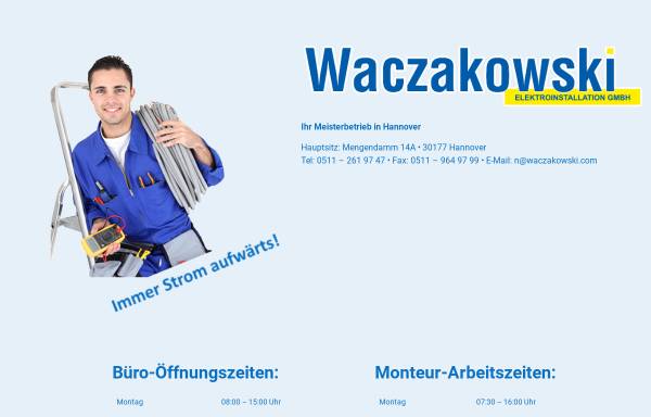 Vorschau von www.waczakowski.com, Norman Waczakowski Elektroinstallation GmbH