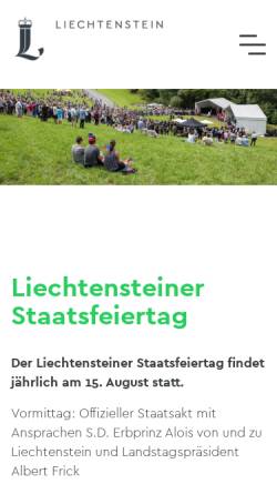 Vorschau der mobilen Webseite www.staatsfeiertag.li, Staatsfeiertag in Liechtenstein