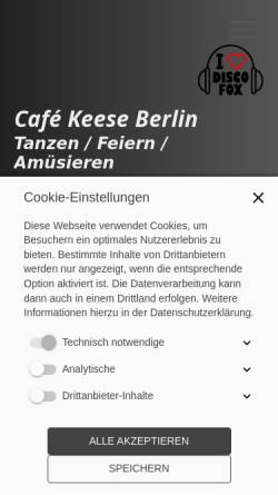 Vorschau der mobilen Webseite www.cafekeese-berlin.de, Café Keese