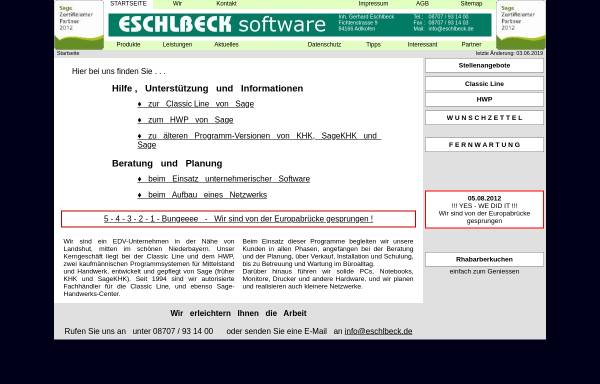Vorschau von www.eschlbeck.de, Eschlbeck Software - Programme für Handwerk und Mittelstand