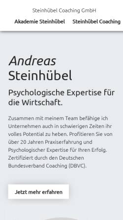 Vorschau der mobilen Webseite www.steinhuebel.de, Steinhübel Coaching - Inh. Andreas Steinhübel