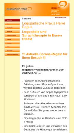 Vorschau der mobilen Webseite www.logopaedie-essen.de, Logopädische Praxis Heike Bagus