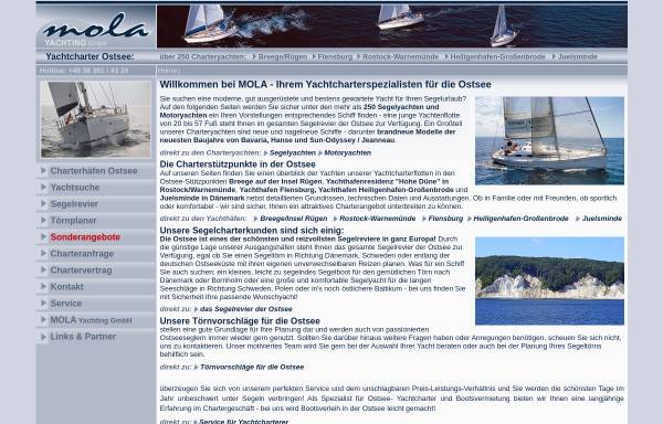 Vorschau von www.mola-yachtcharter-ostsee.de, Mola Pension und Ferienwohnungen